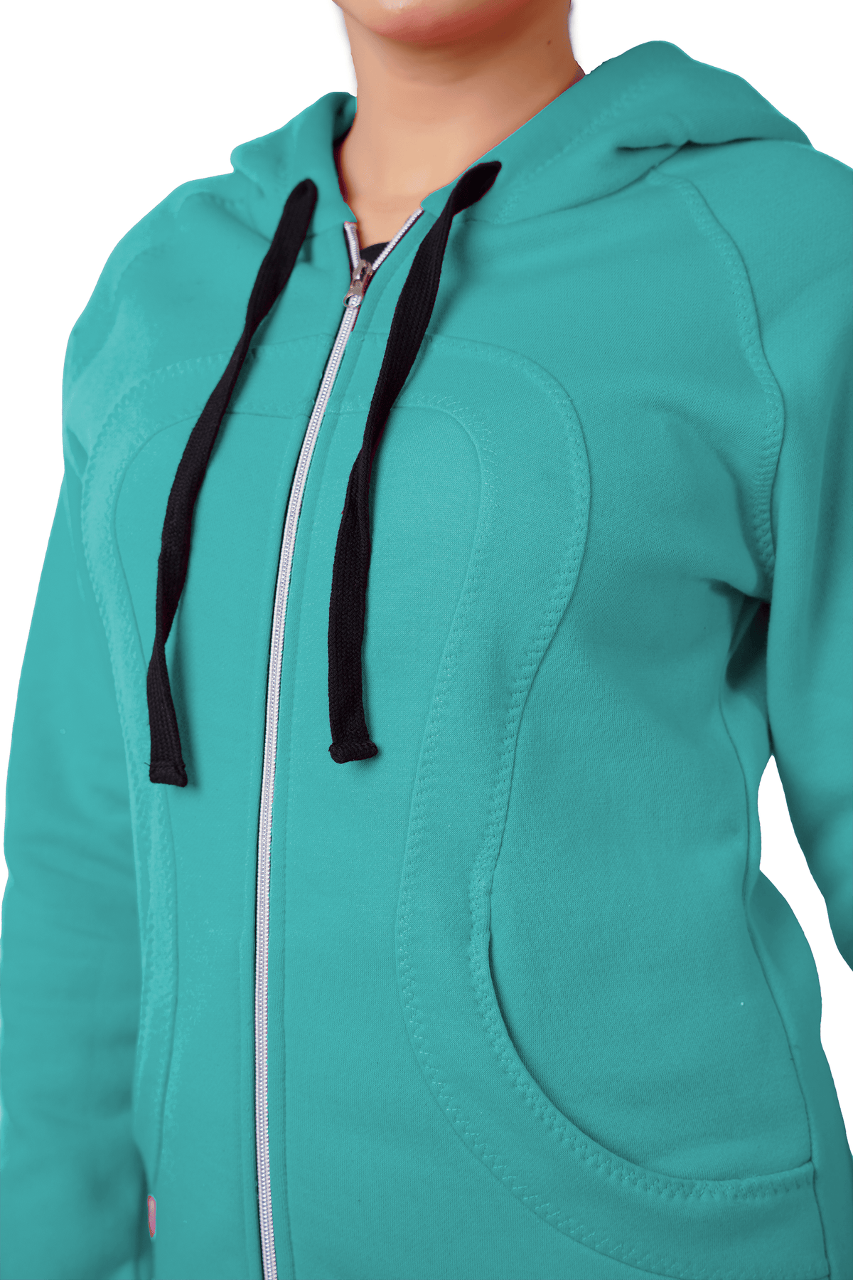 Plush Zippered Hoodie - Teal