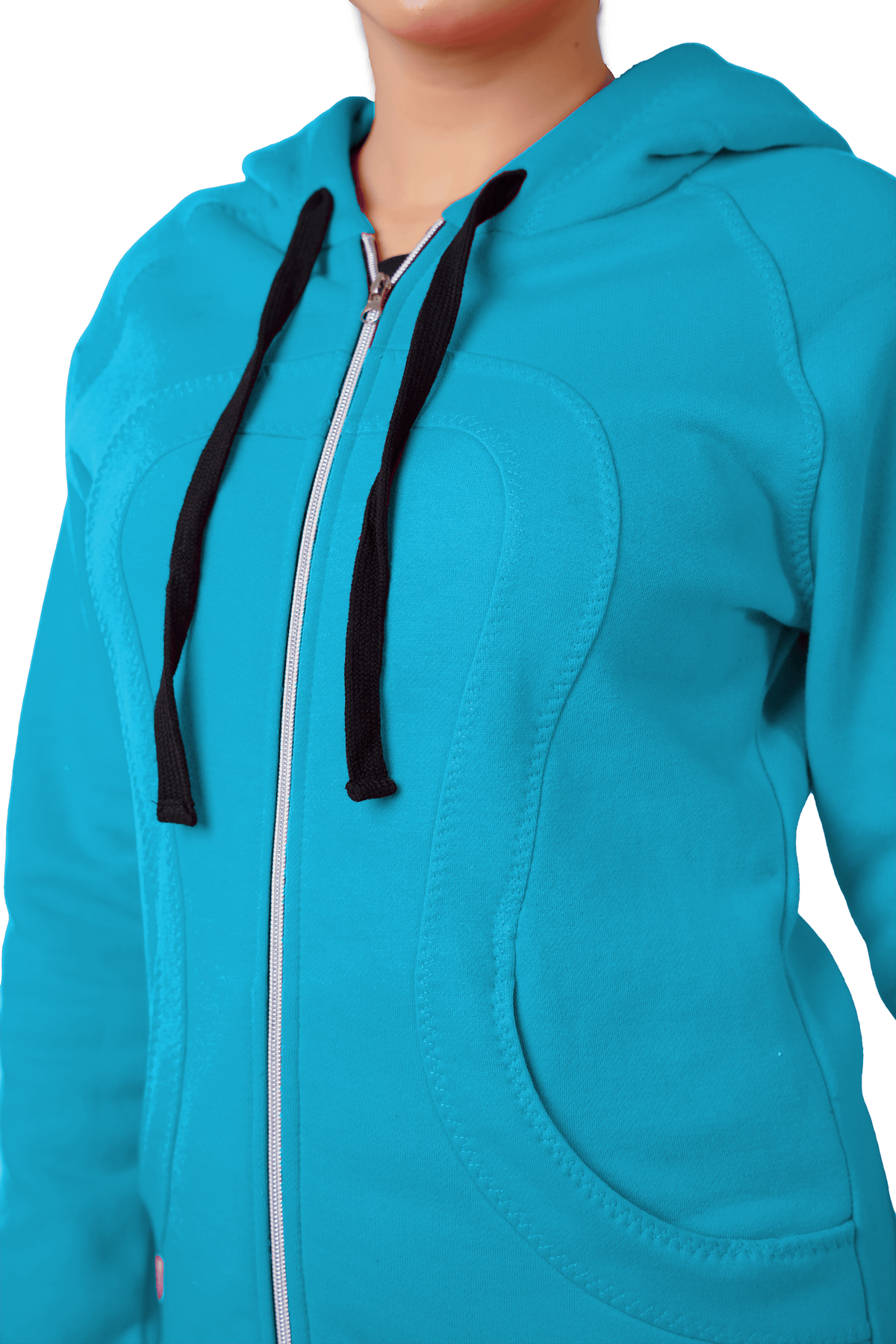 Plush Zippered Hoodie - Turqoise