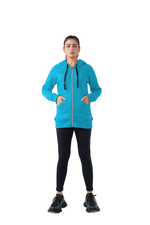 Plush Zippered Hoodie - Turqoise