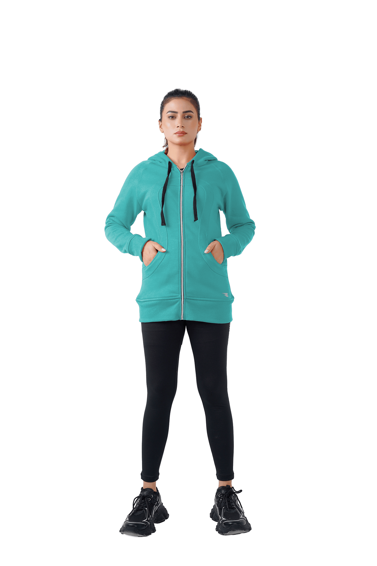 Plush Zippered Hoodie - Teal