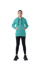 Plush Zippered Hoodie - Teal