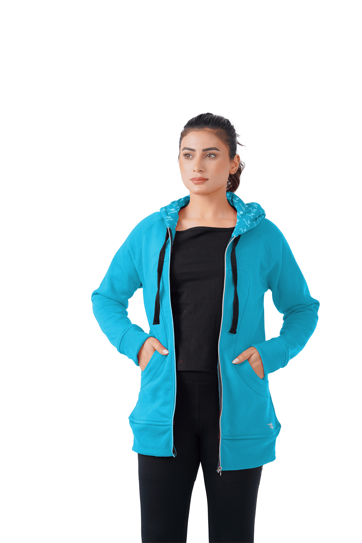 Plush Zippered Hoodie - Turqoise