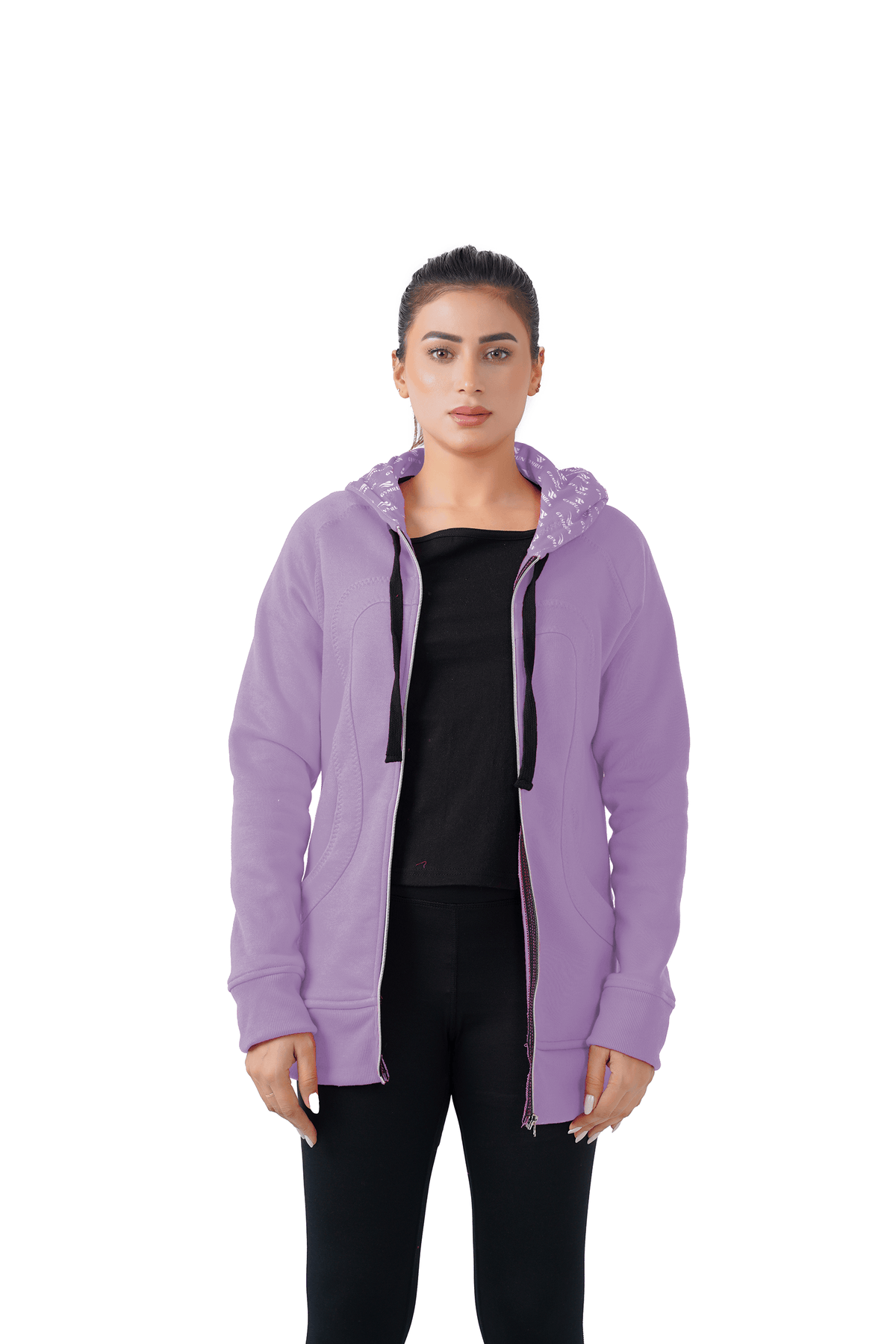 Plush Zippered Hoodie - Purple