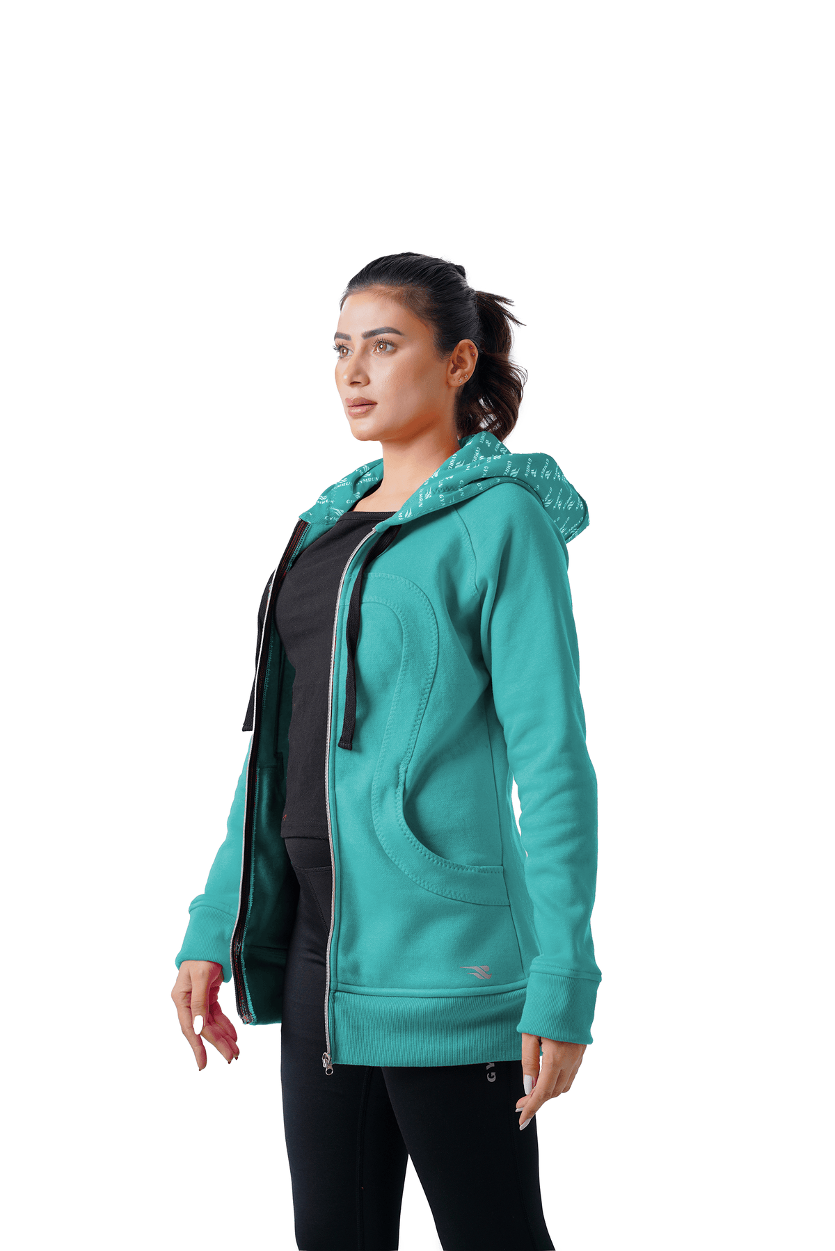 Plush Zippered Hoodie - Teal
