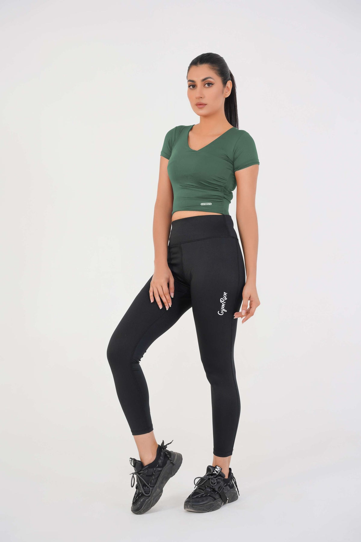 V Neck Cropped T-Shirt - Teal
