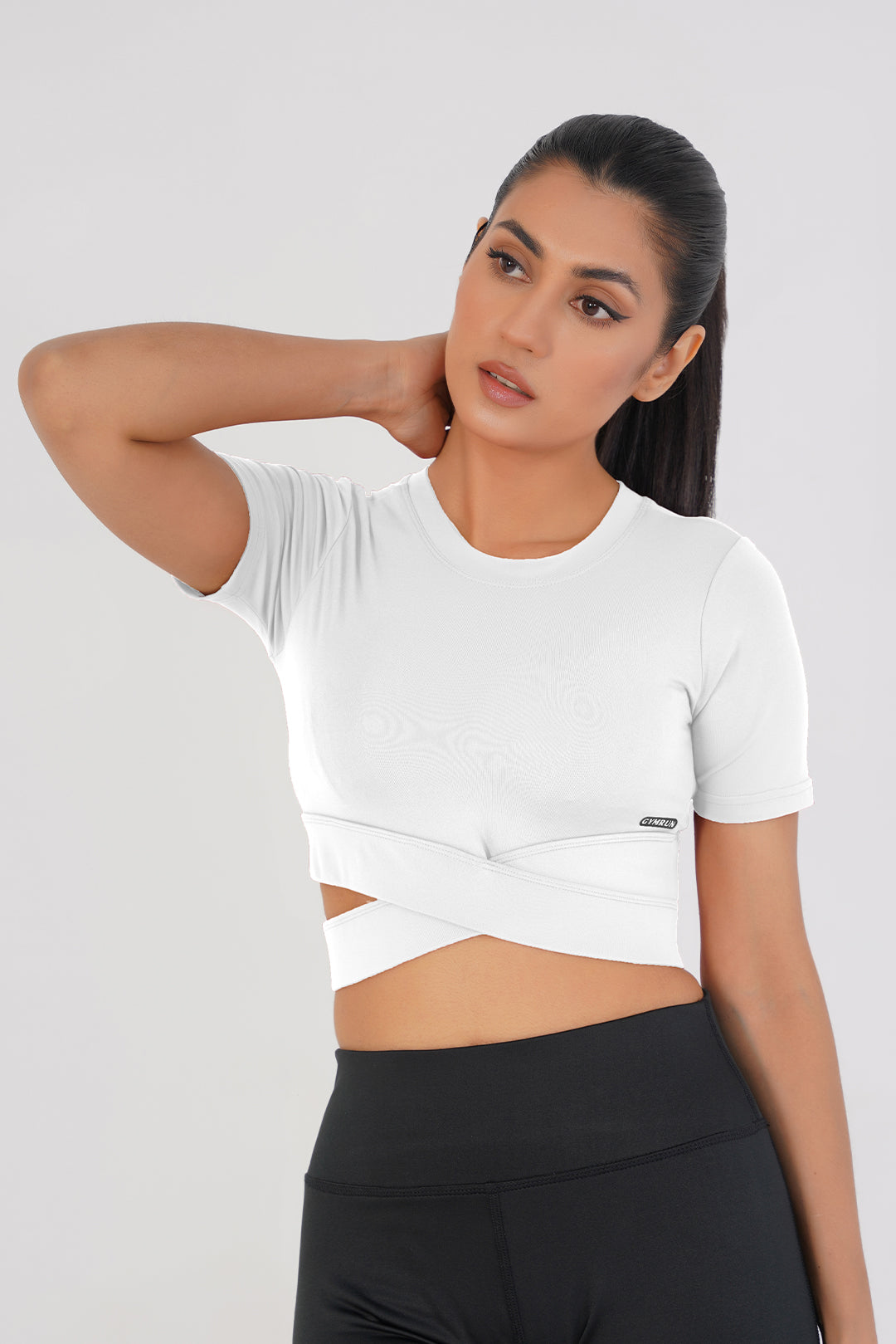 Cropped Wrap Tee - White