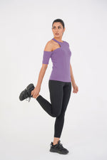 Ridge Open Shoulder Tee - Violet