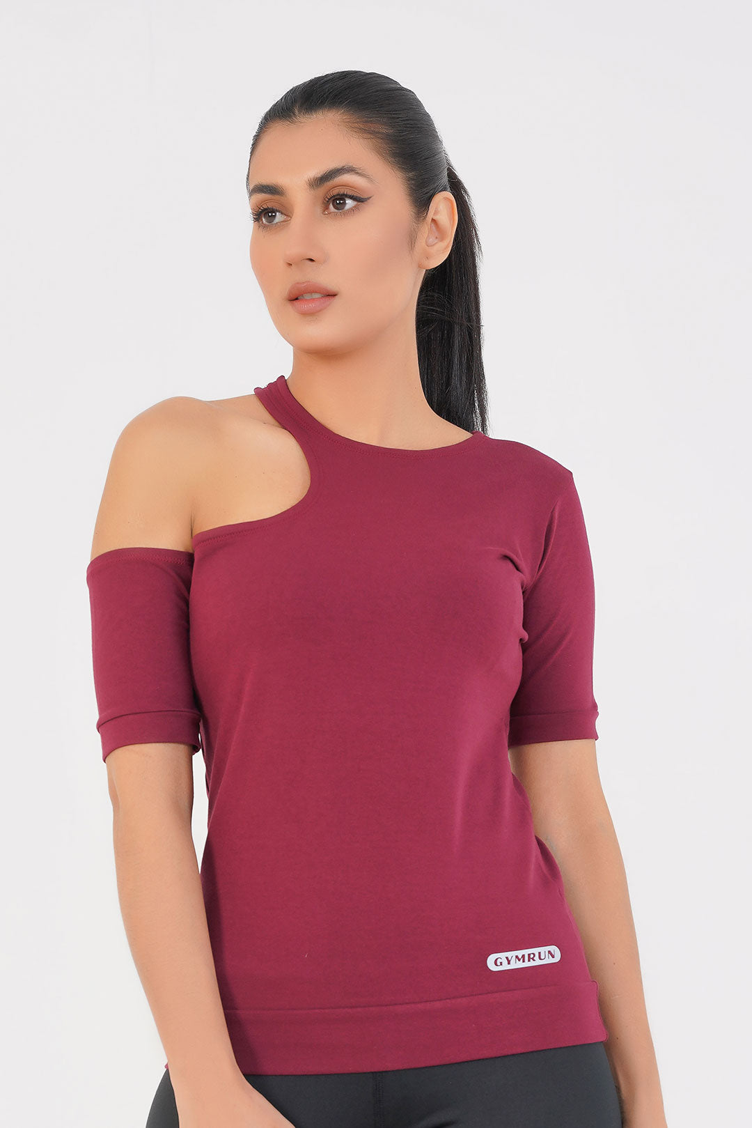 Ridge Open Shoulder Tee - Maroon