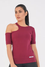 Ridge Open Shoulder Tee - Maroon