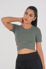 Cropped Wrap Tee - Grey