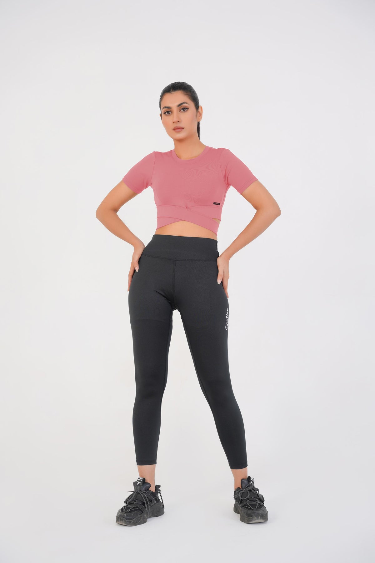 Cropped Wrap Tee - Tea Pink