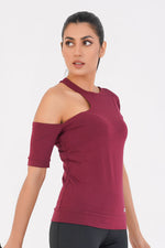 Ridge Open Shoulder Tee - Maroon