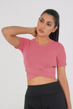 Cropped Wrap Tee - Tea Pink