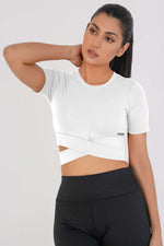 Cropped Wrap Tee - White