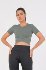 Cropped Wrap Tee - Grey