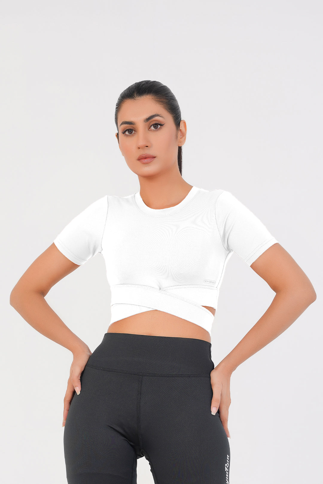 Cropped Wrap Tee - White