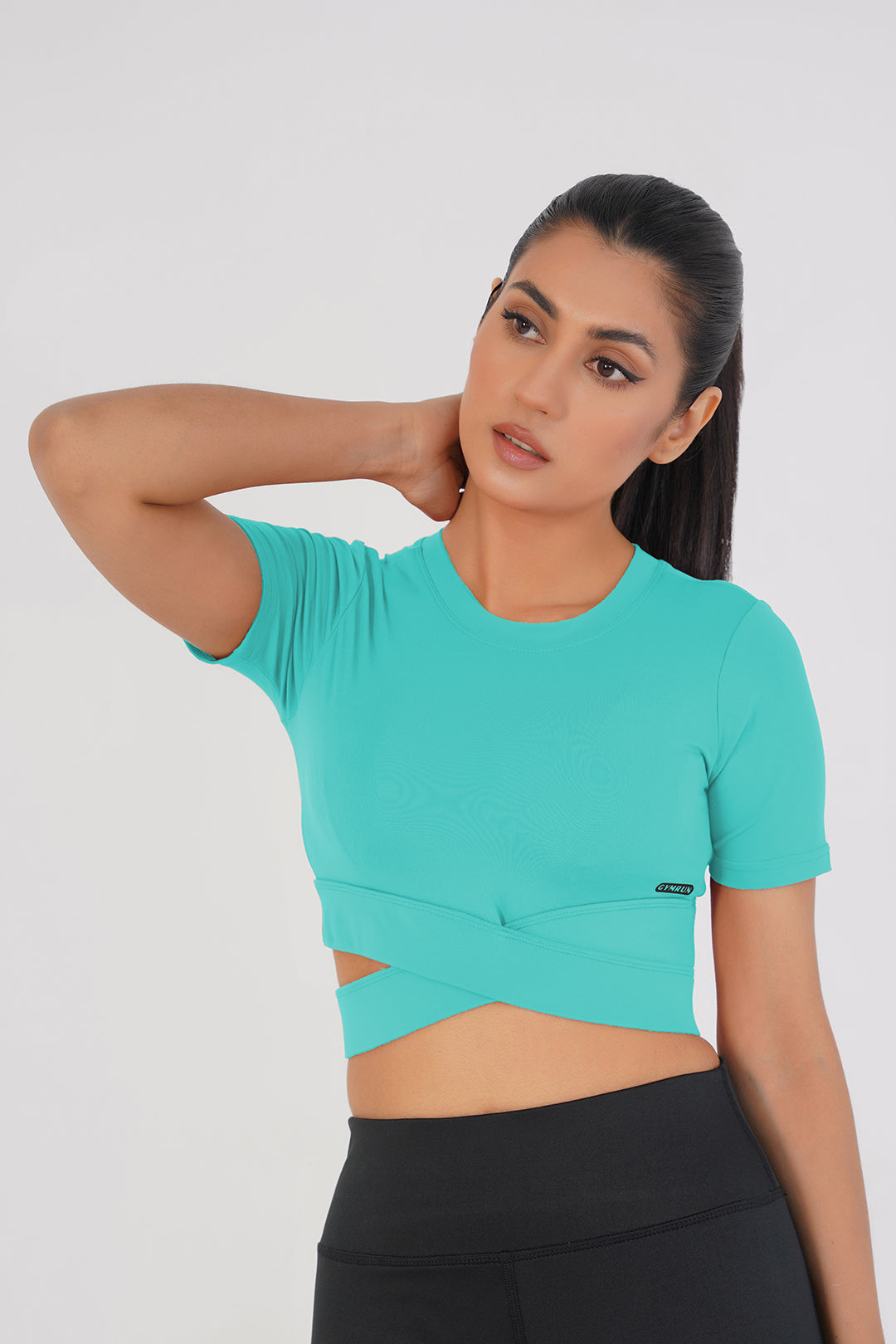 Cropped Wrap Tee - Sky Blue