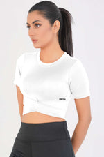 Cropped Wrap Tee - White