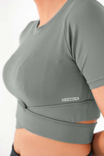 Cropped Wrap Tee - Grey