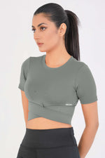 Cropped Wrap Tee - Grey