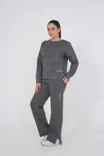 Supreme Round Neck Sweat Shirt- Charcoal