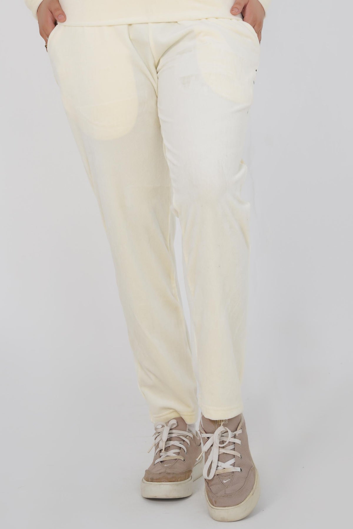 Ribbed velvet Trouser - Off White