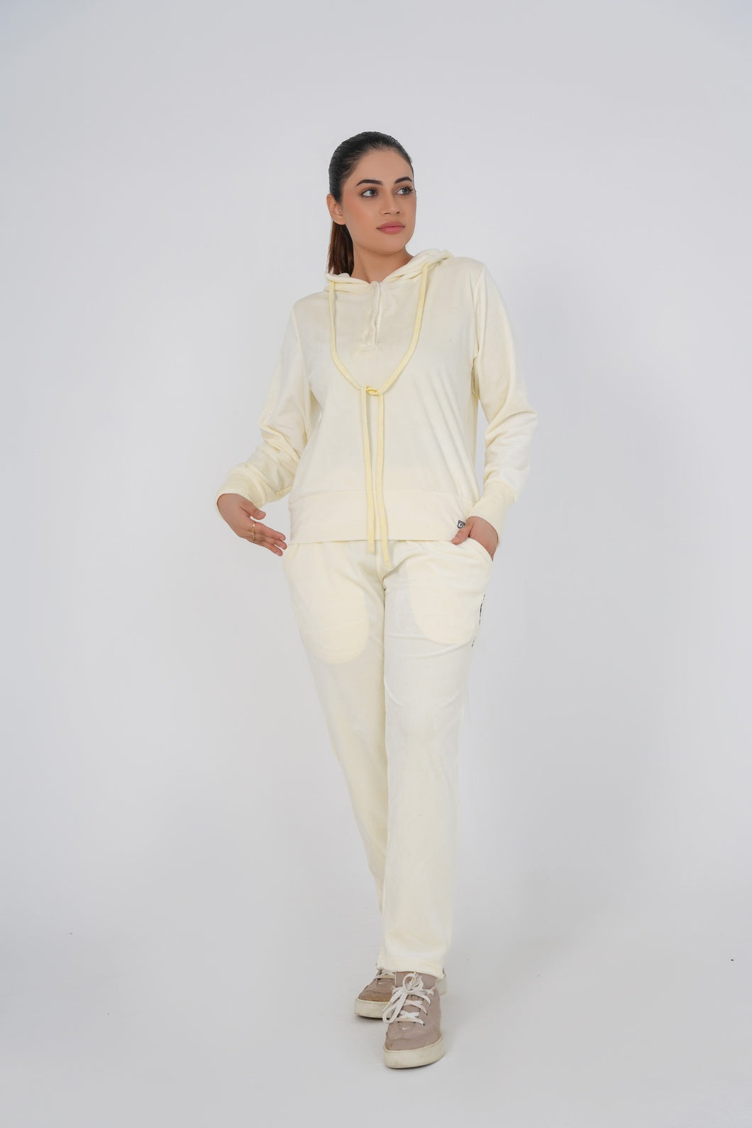 Ribbed velvet Trouser - Off White