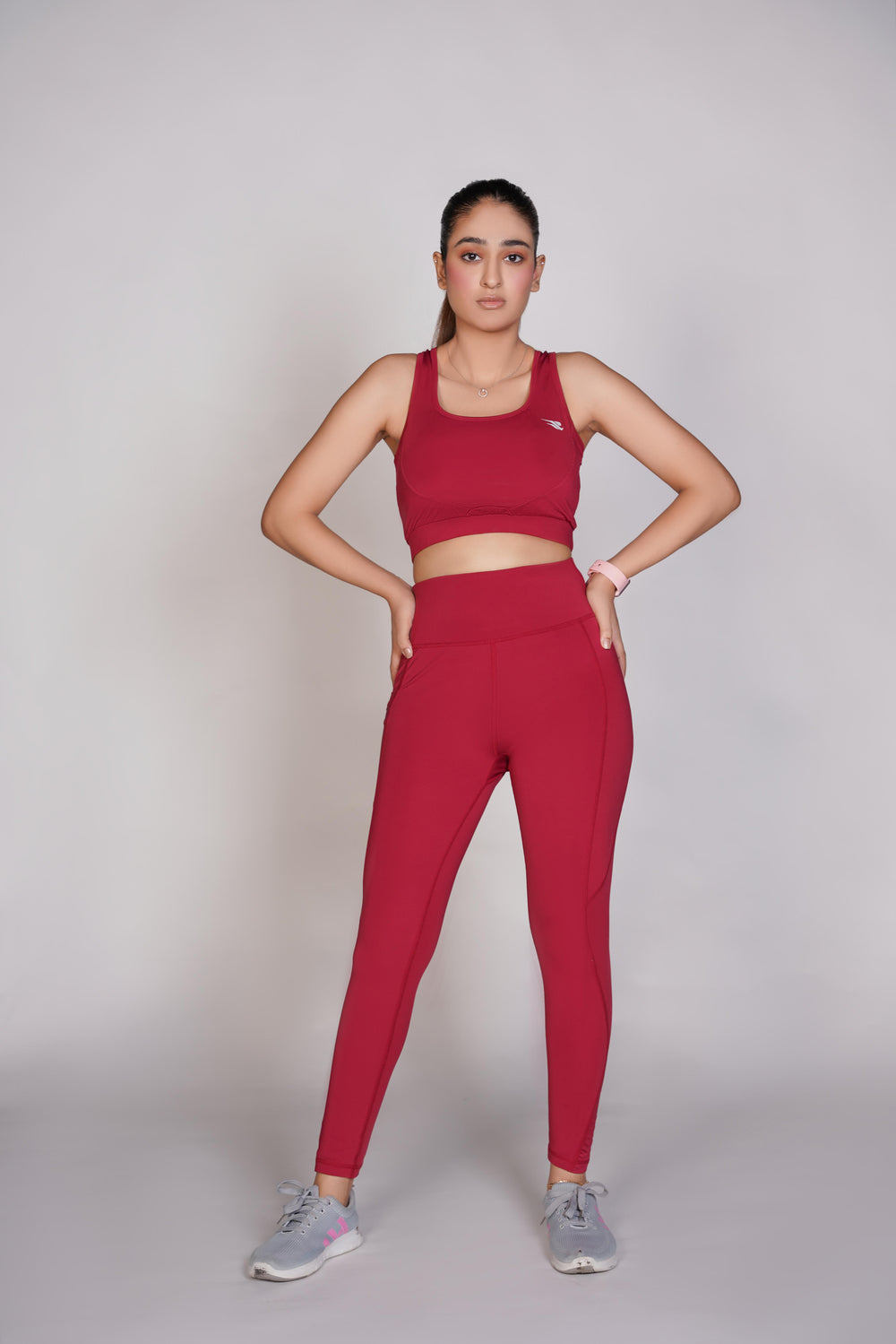 Flexi – Fit Mesh Sports Legging with Pocket - Mehroon