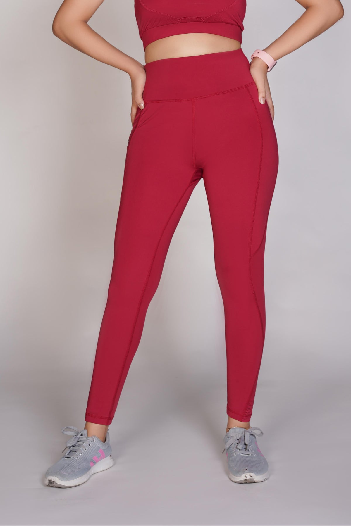 Flexi – Fit Mesh Sports Legging with Pocket - Mehroon