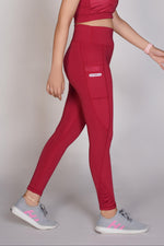 Flexi – Fit Mesh Sports Legging with Pocket - Mehroon