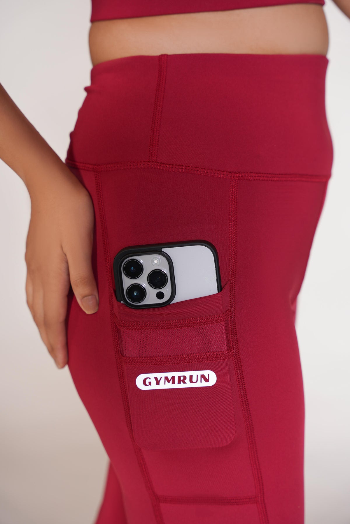 Flexi – Fit Mesh Sports Legging with Pocket - Mehroon