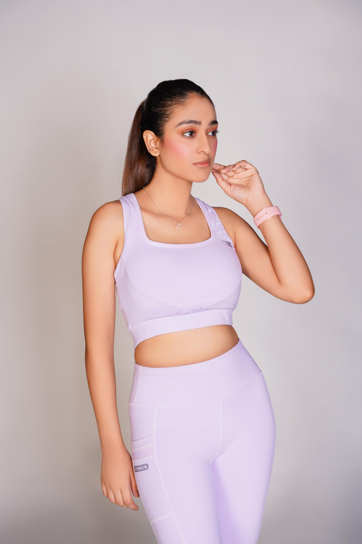 Flexi – Fit Mesh Sports (Sports Bra + Legging) with Pocket - Voilet