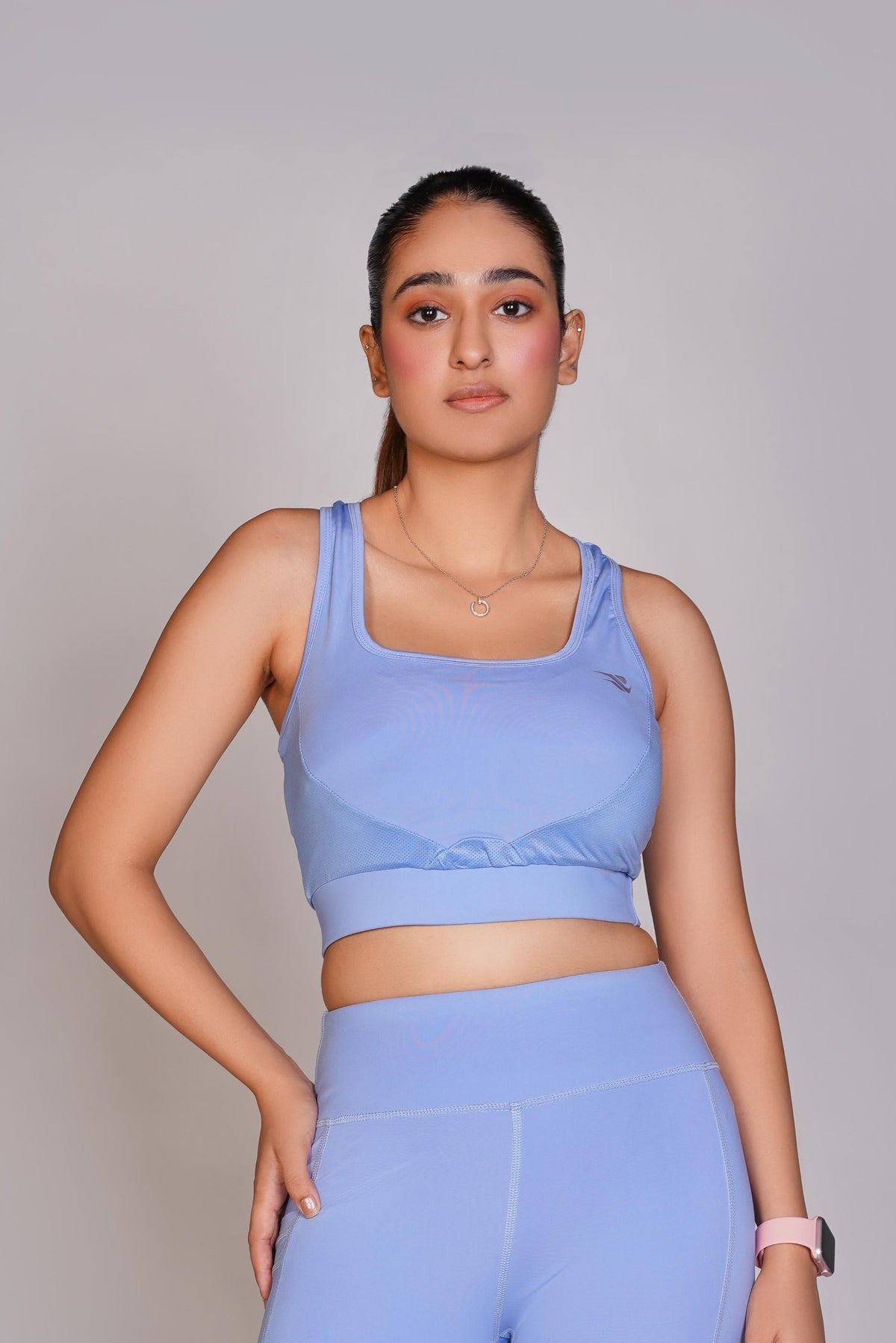 Flexi – Fit Mesh Sports Bra with Pocket - Sky Blue