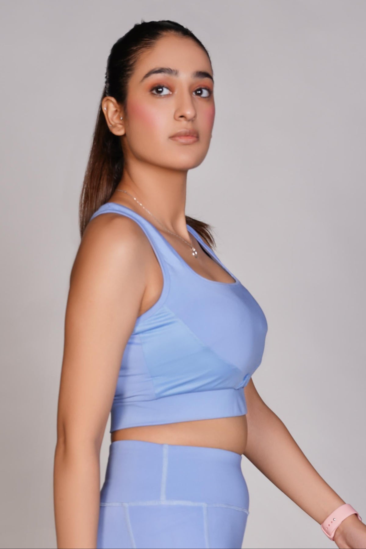 Flexi – Fit Mesh Sports Bra with Pocket - Sky Blue