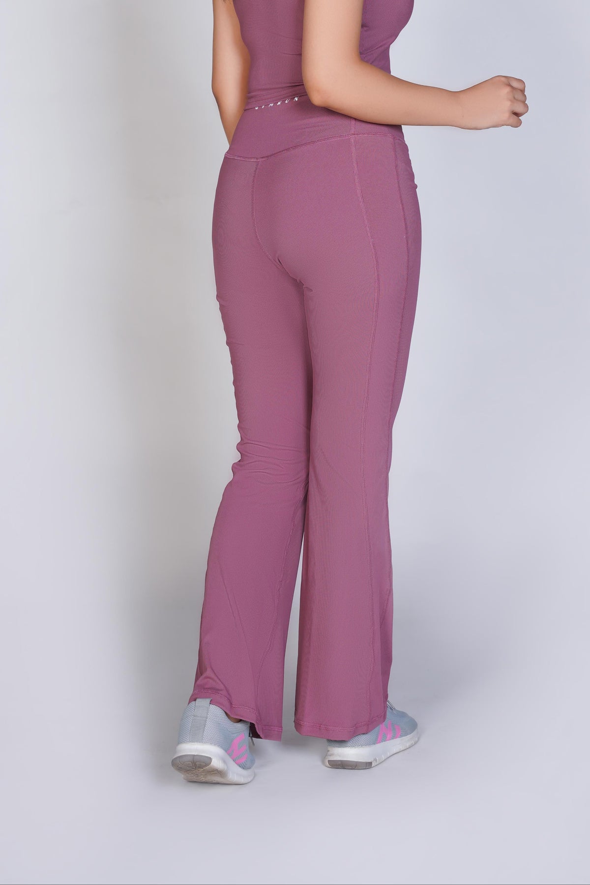 Supreme Bell Bottom Ribbed Leggings - Pink