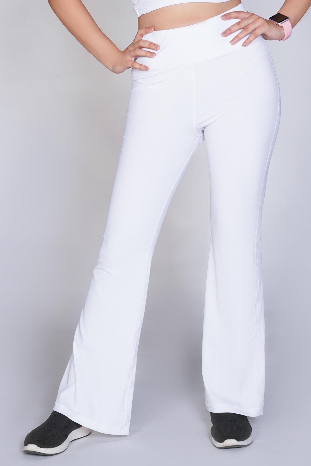Supreme Bell Bottom Ribbed Leggings - White