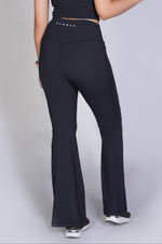 Supreme Bell Bottom Ribbed Leggings - Black