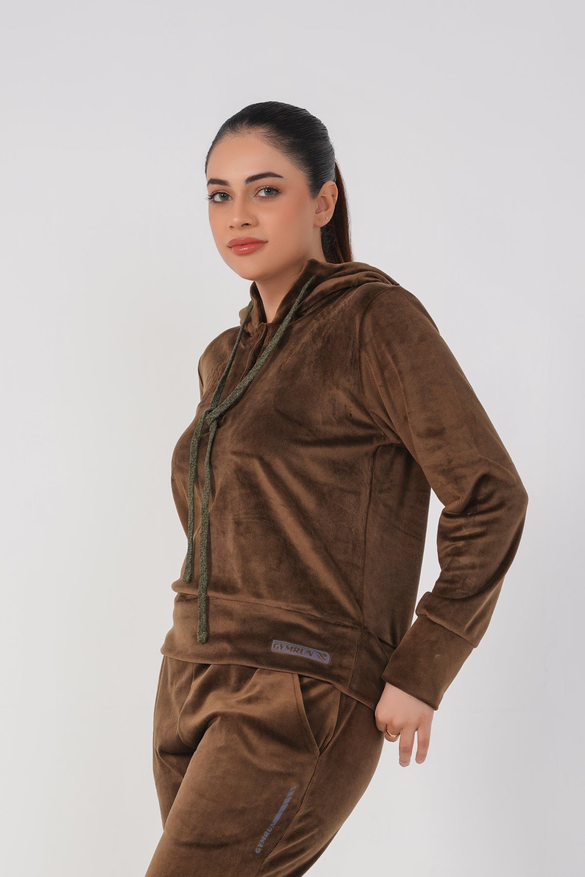 Rib Lounging Hoodie -Brown