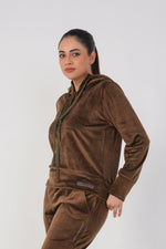Rib Lounging Hoodie -Brown