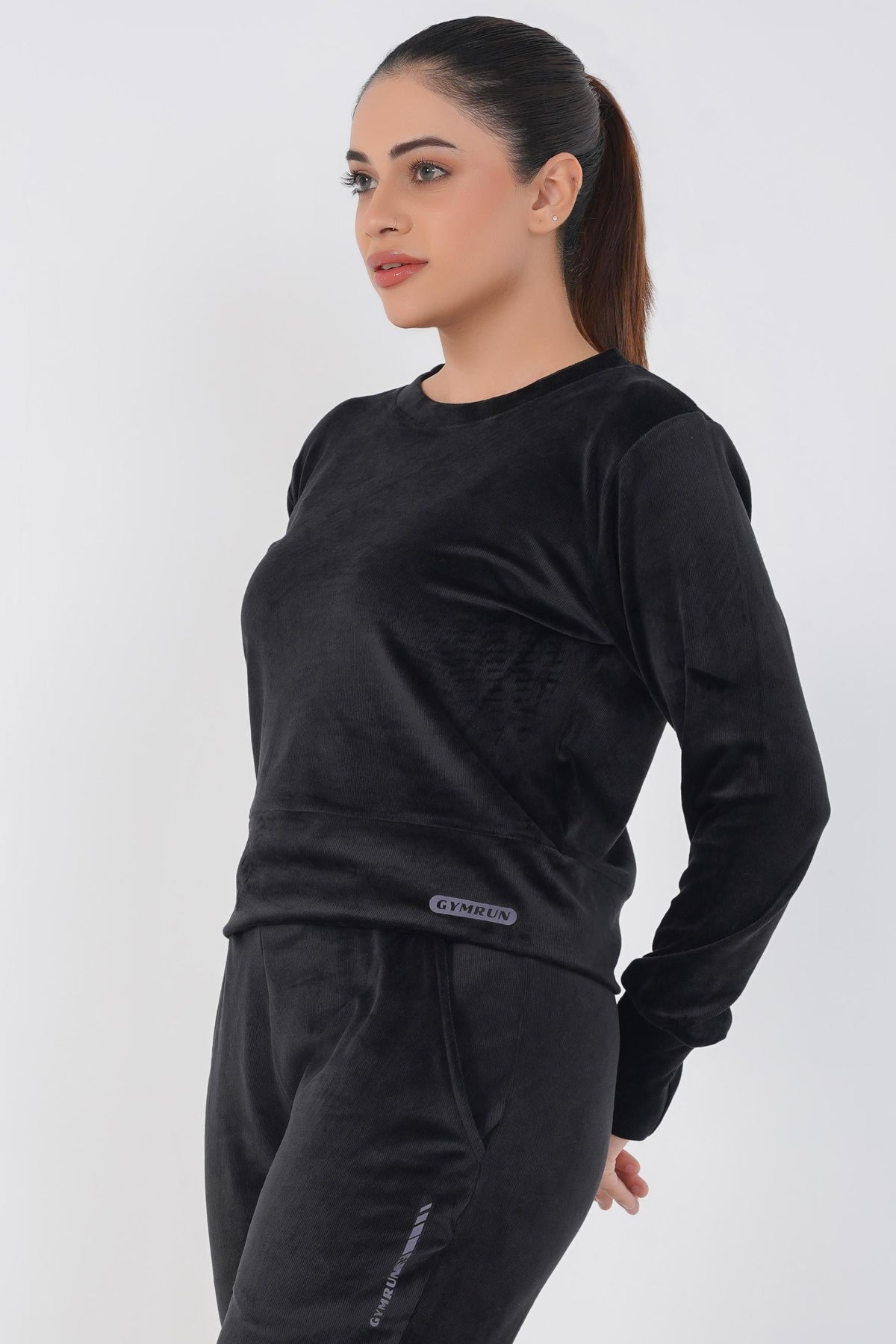 Ribbed velvet Cropped Top - Black