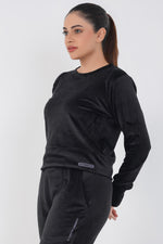 Ribbed velvet Cropped Top - Black