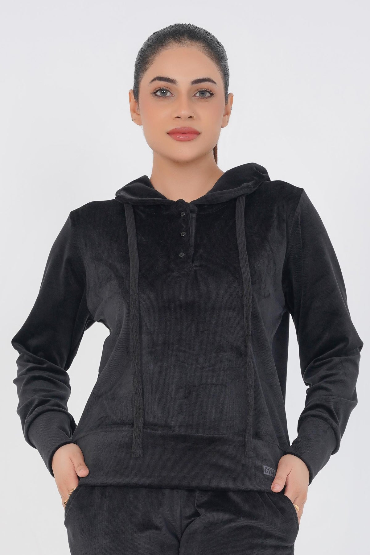 Rib Lounging Hoodie -Black