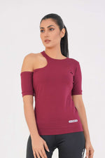 Ridge Open Shoulder Tee - Maroon