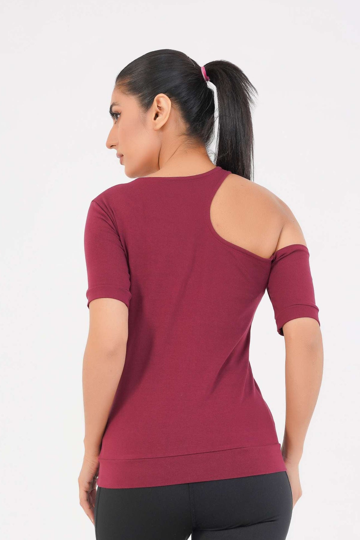 Ridge Open Shoulder Tee - Maroon