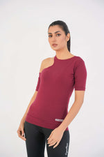 Ridge Open Shoulder Tee - Maroon