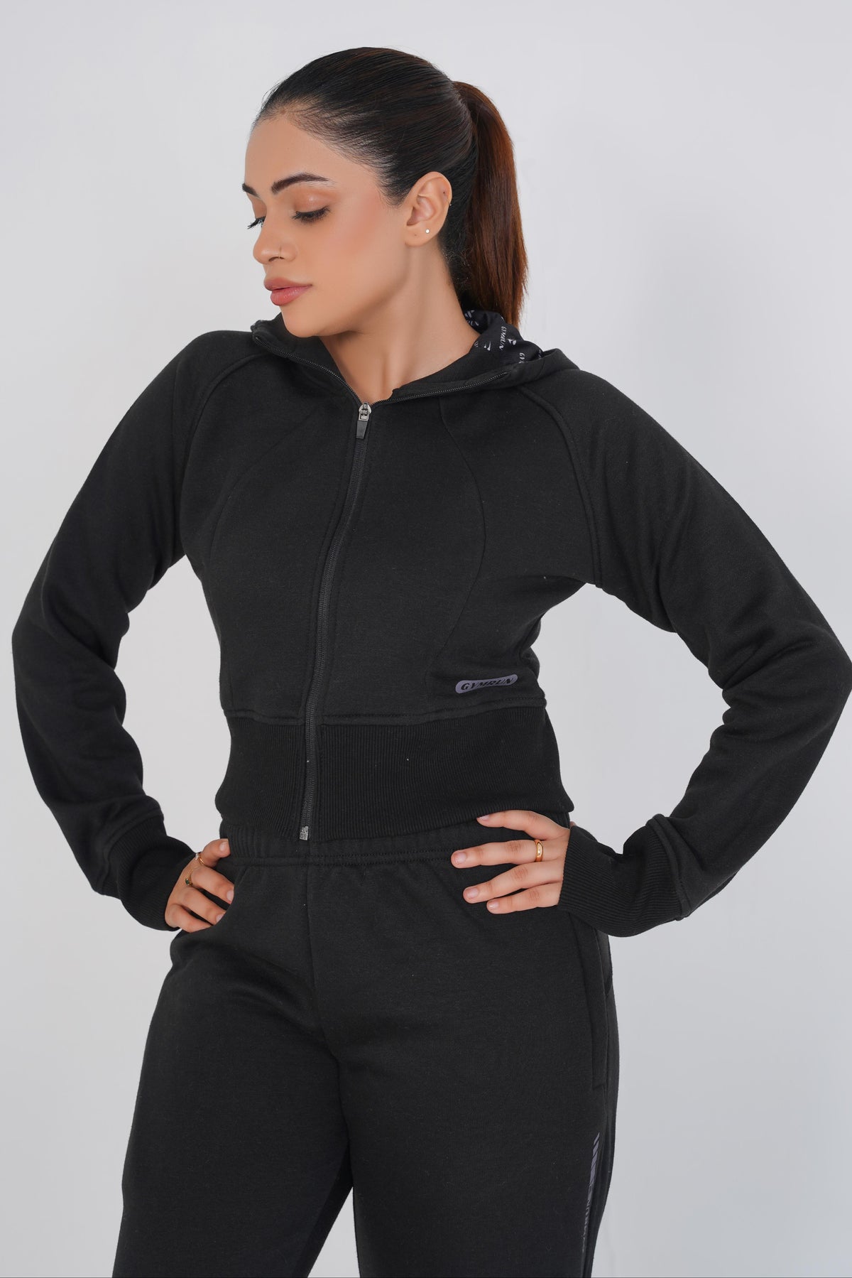 Supreme Cropped Hoodie - Black