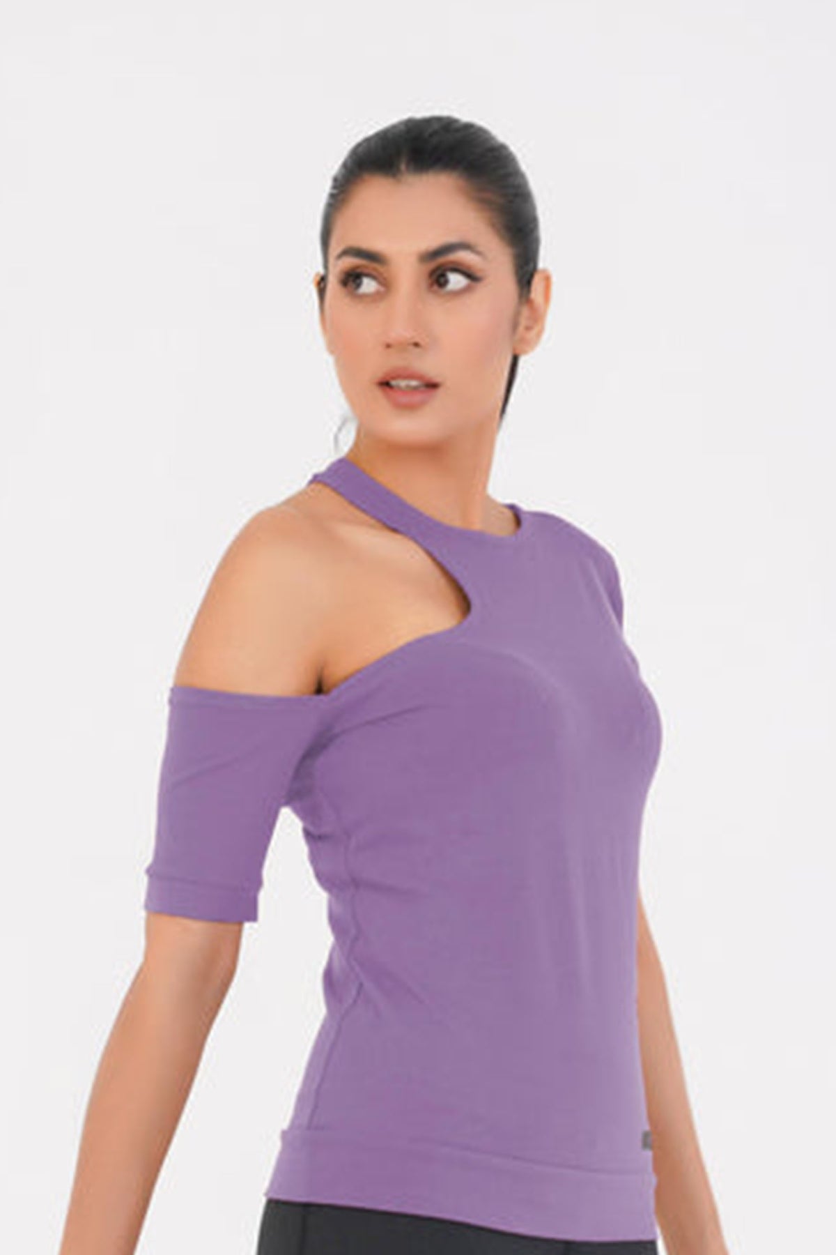 Ridge Open Shoulder Tee - Violet