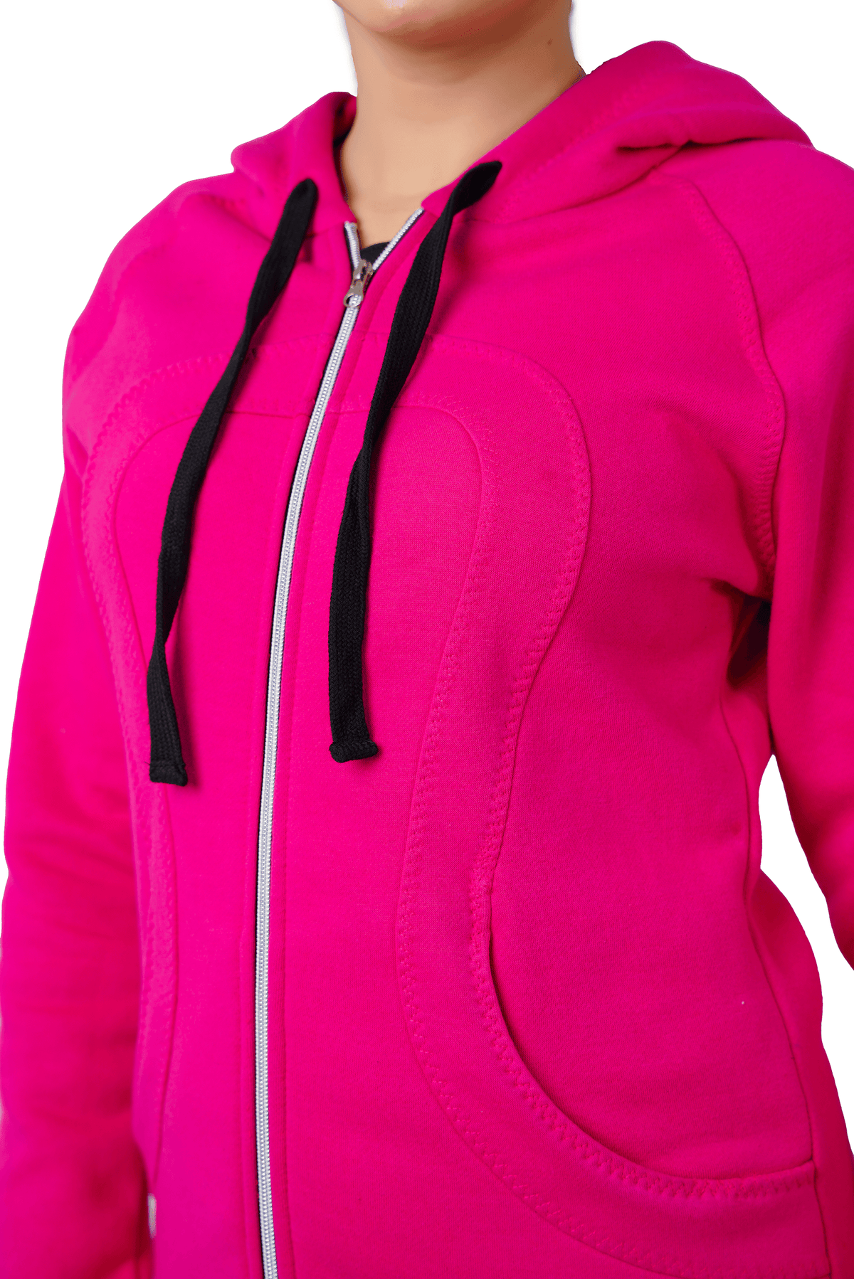 Plush Zippered Hoodie - Pink