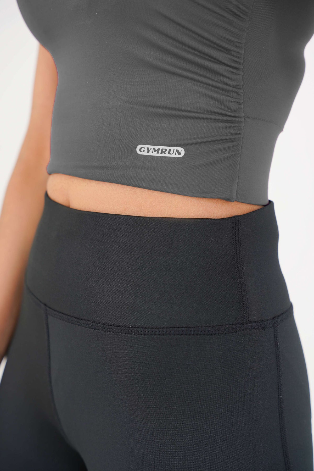 V Neck Cropped T-Shirt - Grey