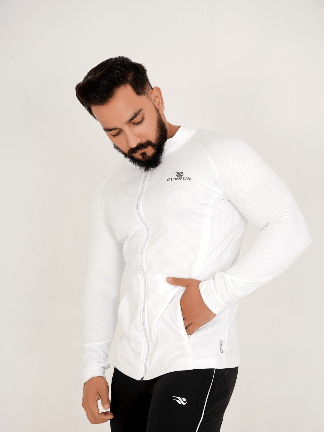 FlexFit Urban Jacket - White - GYMRUN Activewear